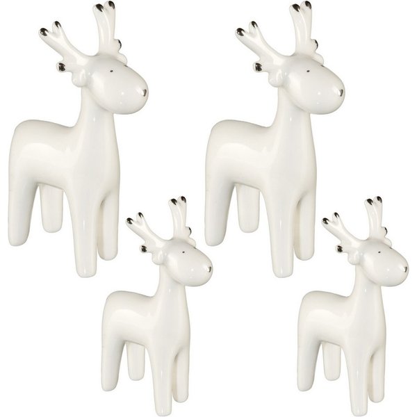 Creativ home Weihnachtsfigur Keramikfigur Elch (4 St), in zwei Größen handbemalt