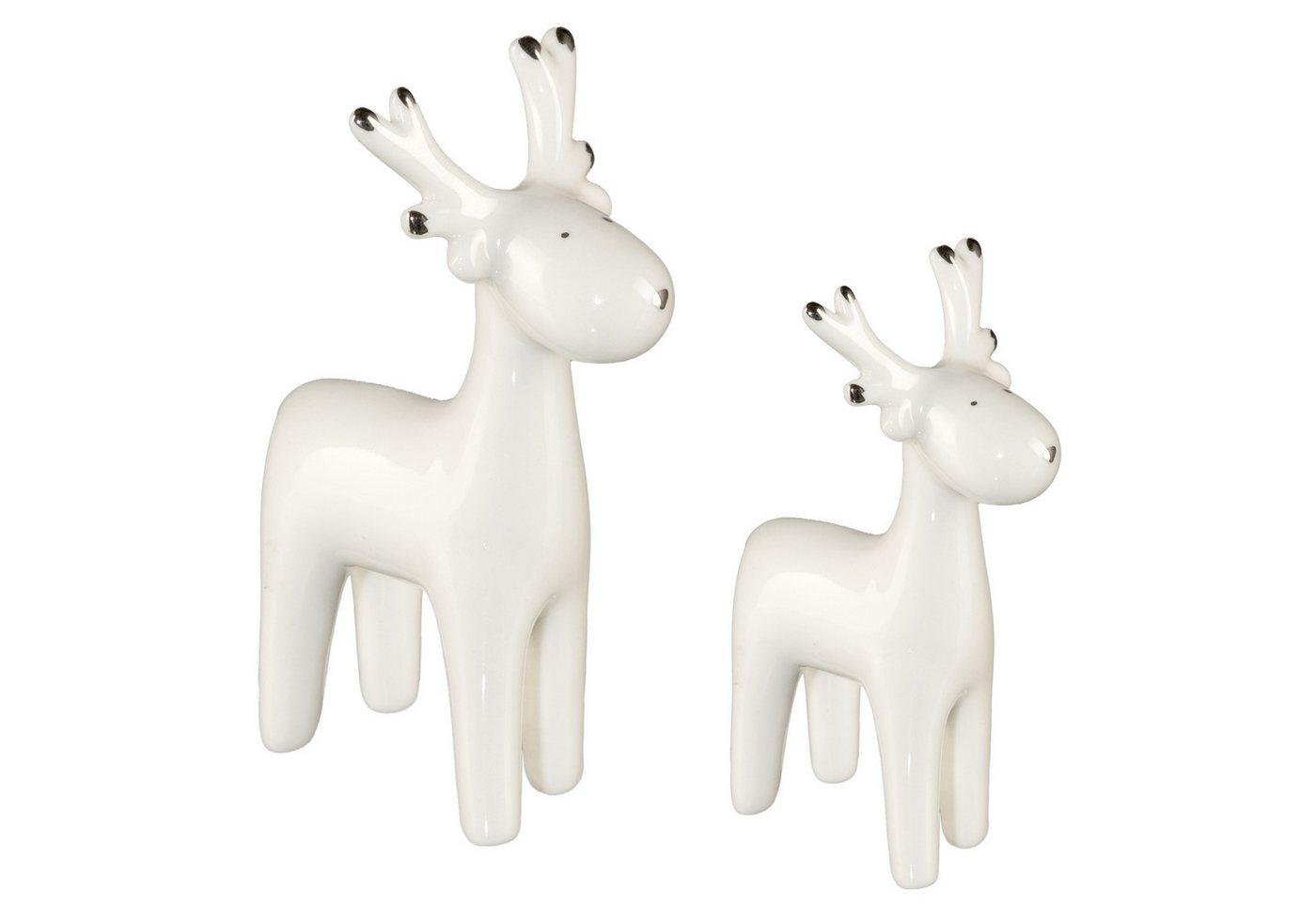 Creativ home Weihnachtsfigur Keramikfigur Elch (4 St), in zwei Größen handbemalt – Bild 2 von 2