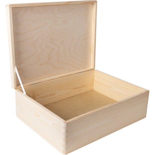 Creative Deco Aufbewahrungsbox Holzkiste mit Deckel Erinnerungsbox Baby Groß Unlackiert