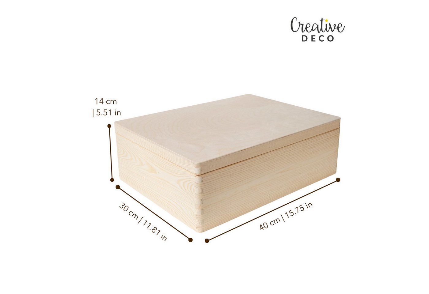 Creative Deco Aufbewahrungsbox Holzkiste mit Deckel Erinnerungsbox Baby Groß Unlackiert – Bild 3 von 5