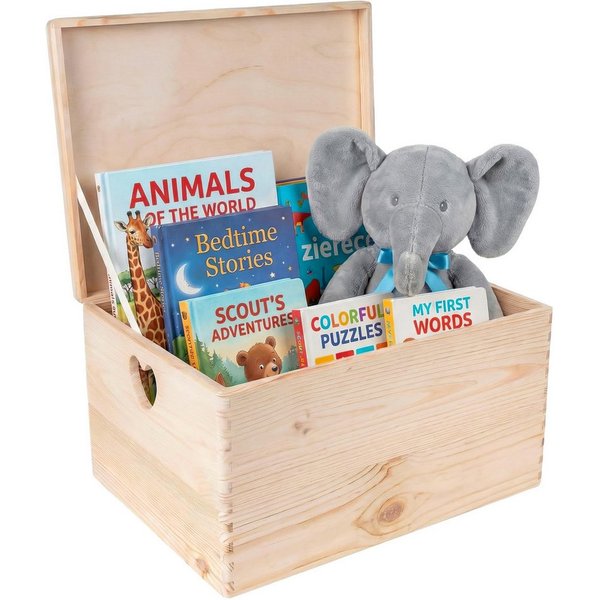 Creative Deco Aufbewahrungsbox Holzkiste mit Deckel Erinnerungsbox Holzbox