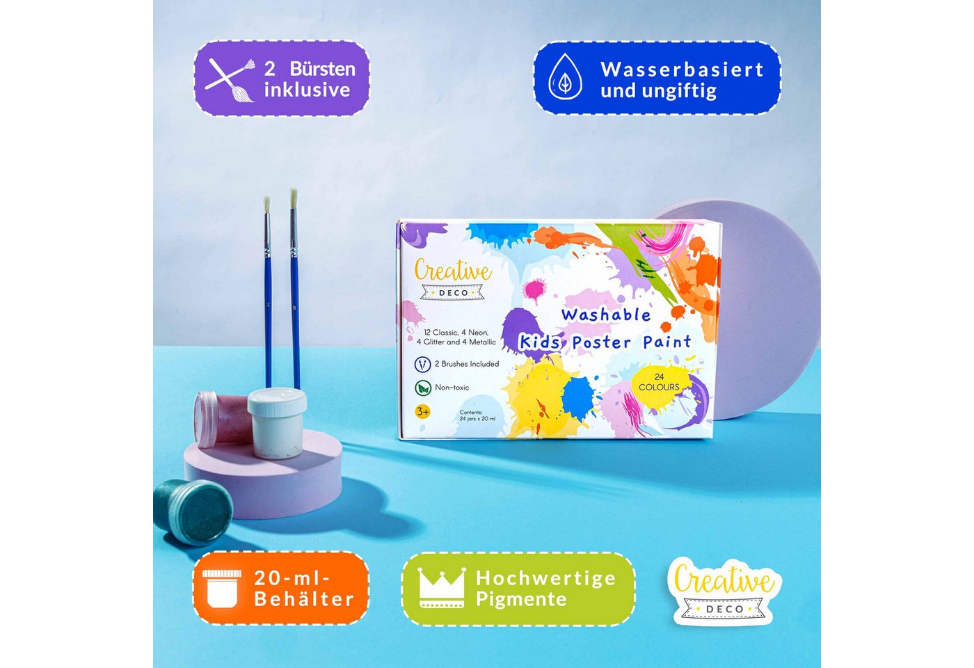Creative Deco Fingerfarbe Fingerfarben Kinder Ungiftig Bastelfarben, auf Wasserbasis – Bild 4 von 4