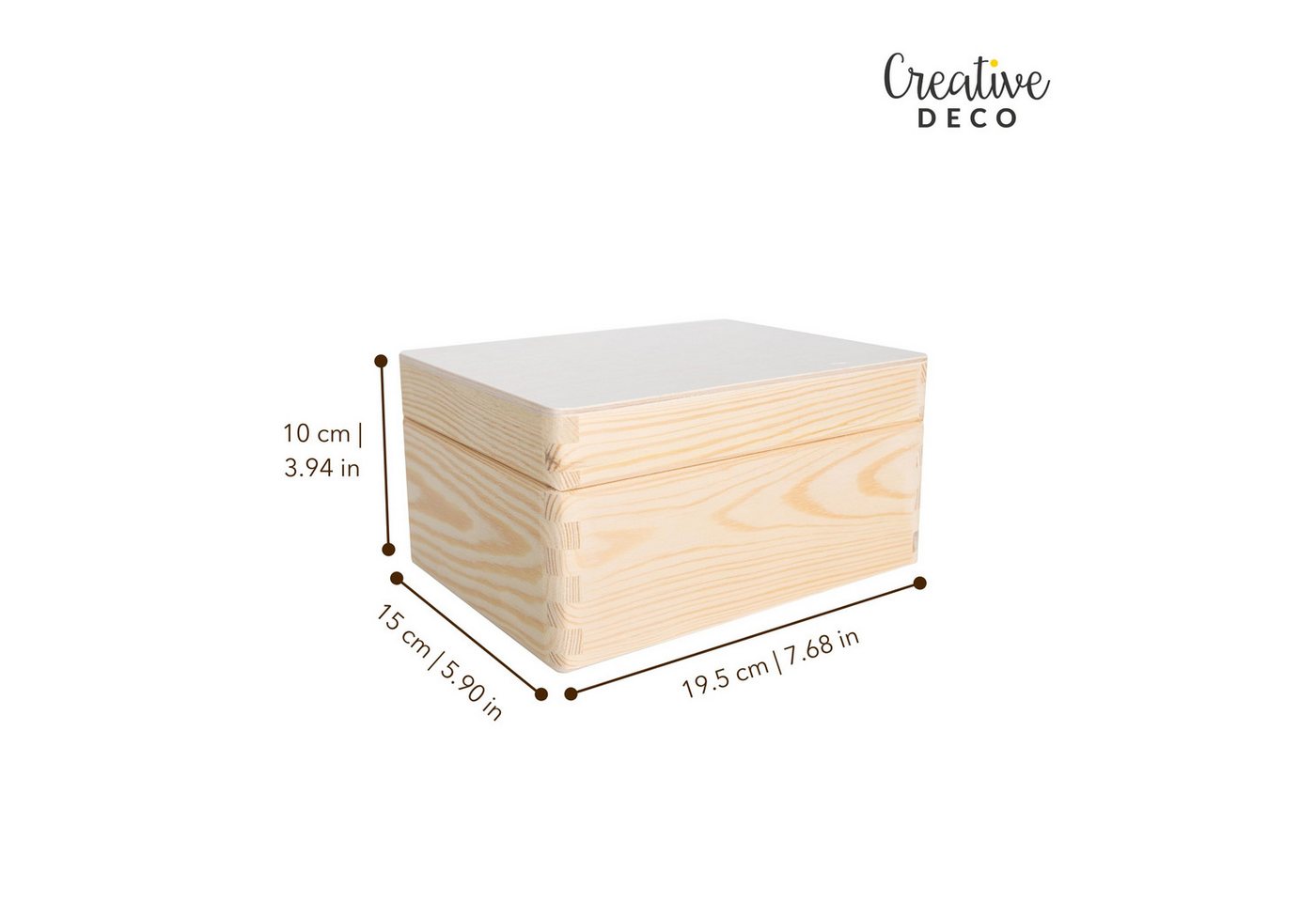 Creative Deco Holzkiste Holzkiste mit Deckel 19,5 x 15 x 10 cm – Bild 3 von 5