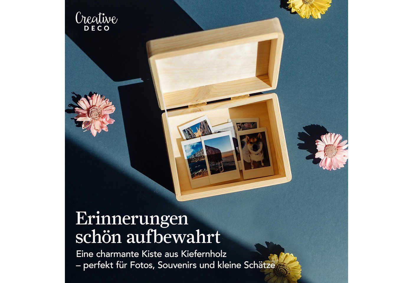 Creative Deco Holzkiste Holzkiste mit Deckel 19,5 x 15 x 10 cm – Bild 4 von 5