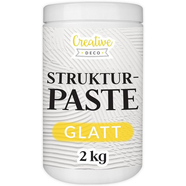 Creative Deco Malpaste Strukturpaste 2 kg Weiße Spachtelmasse für Acrylmalerei Modellierpaste