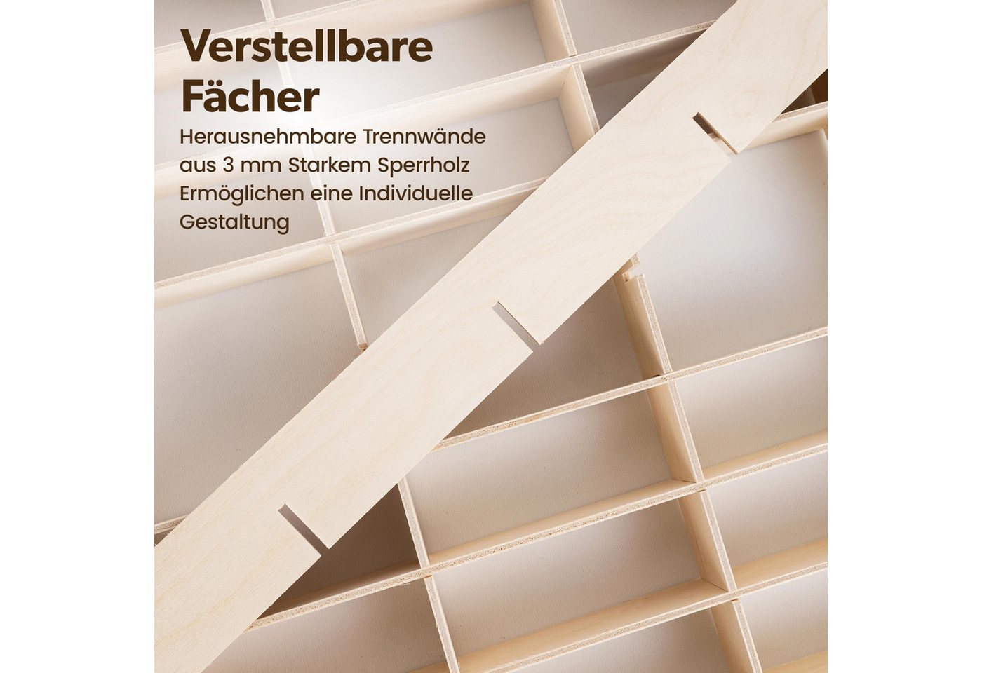 Creative Deco Schubladenbox Setzkasten Holz Sammlervitrine für 90 Autos verstellbar – Bild 4 von 5