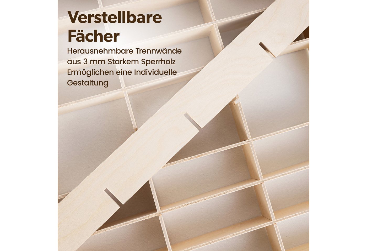 Creative Deco Schubladenbox Setzkasten Holz Sammlervitrine für Autos - 80 verstellbare Fächer, Wandregal für Miniaturen – Bild 4 von 5