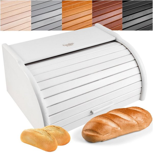 Creative Home Brotkasten Holz 38 x 28,5 x 17,5 cm Brotkiste mit Rolldeckel Brotbox