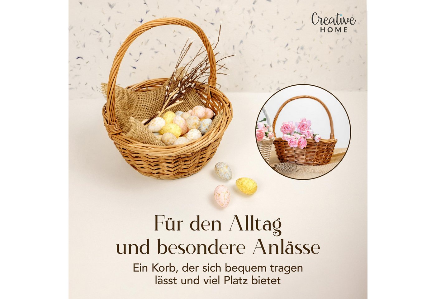 Creative Home Einkaufskorb Osterkorb Picknickkorb Einkaufskorb – Bild 4 von 5