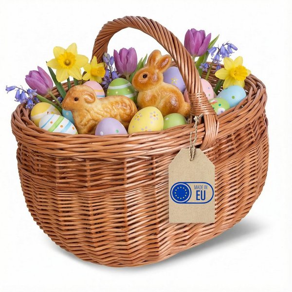 Creative Home Einkaufskorb Picknickkorb Weidenkorb mit Henkel Naturbraun Handgeflochten