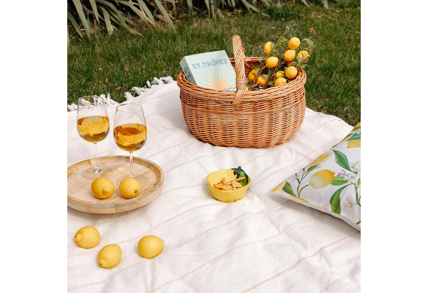 Creative Home Einkaufskorb Picknickkorb Weidenkorb mit Henkel Naturbraun Handgeflochten – Bild 2 von 5