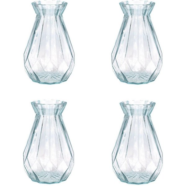 Creativery Dekovase, Vase Glas mit Diamant Muster 14cm klar transparent 330ml 4 Stück