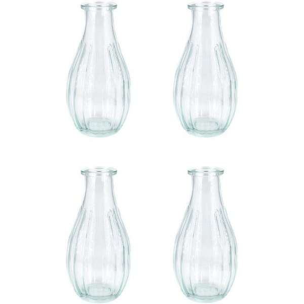 Creativery Dekovase, Vasen Glas gerillt 14cm klar transparent 240ml, 4er Set