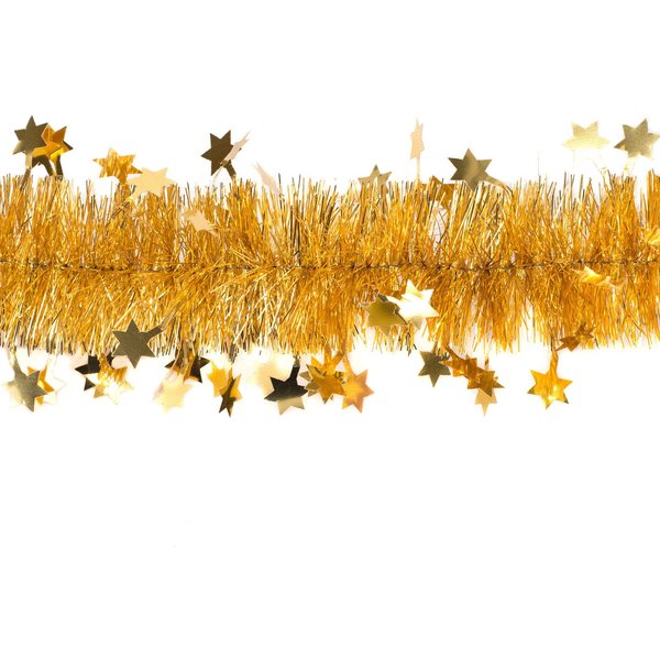 Creativery Girlanden, Weihnachtsgirlande Lametta 8cm x 3m inkl. kleine Sterne Gold