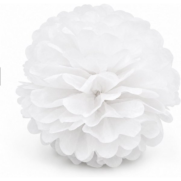 Creativery Pompon, Pompon 20cm Papier 1 Stück Weiß