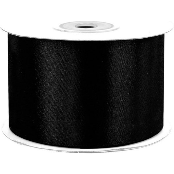 Creativery Satinband, Satinband 50mm x 25m Rolle Schwarz