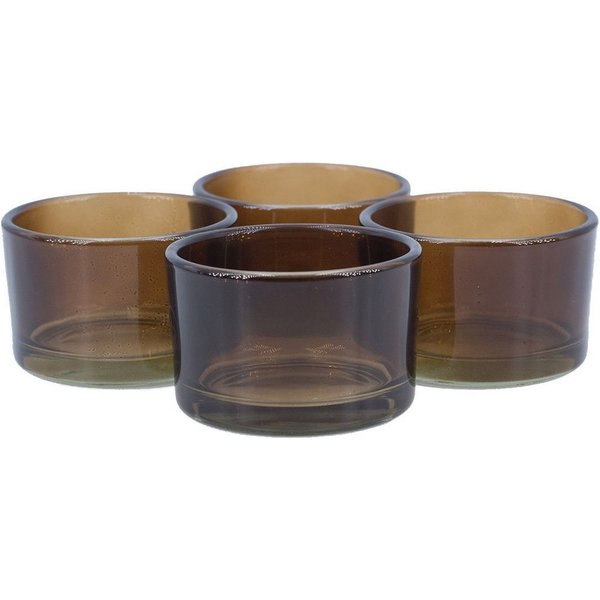 Creativery Teelichthalter, Teelichtgläser klein 51x33mm braun 4er Set