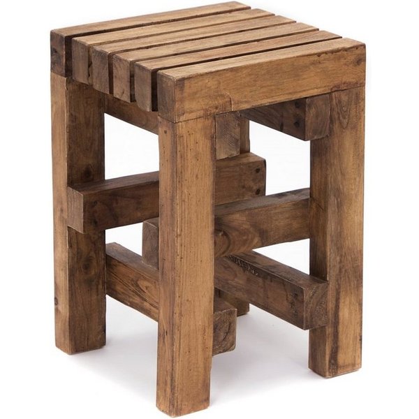 CREEDWOOD Hocker HOLZ HOCKER "TETRIS", Altholz massiv Holz, 45 cm, Blumenhocker