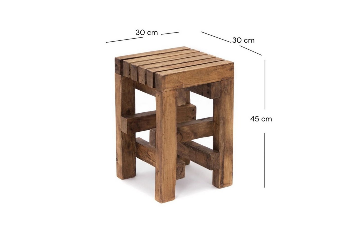 CREEDWOOD Hocker HOLZ HOCKER "TETRIS", Altholz massiv Holz, 45 cm, Blumenhocker – Bild 2 von 5