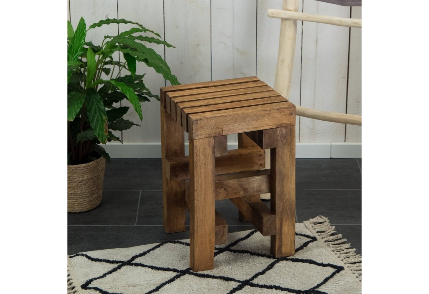 CREEDWOOD Hocker HOLZ HOCKER "TETRIS", Altholz massiv Holz, 45 cm, Blumenhocker – Bild 3 von 5