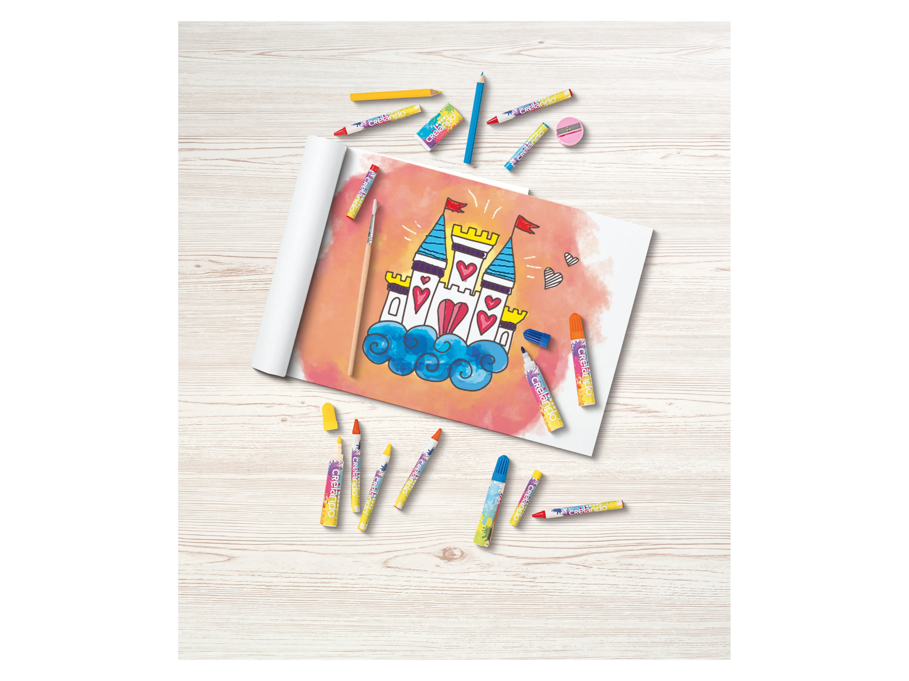 CRELANDO® Kinder-Malkoffer, 76-teilig (Regenbogen) – Bild 2 von 4