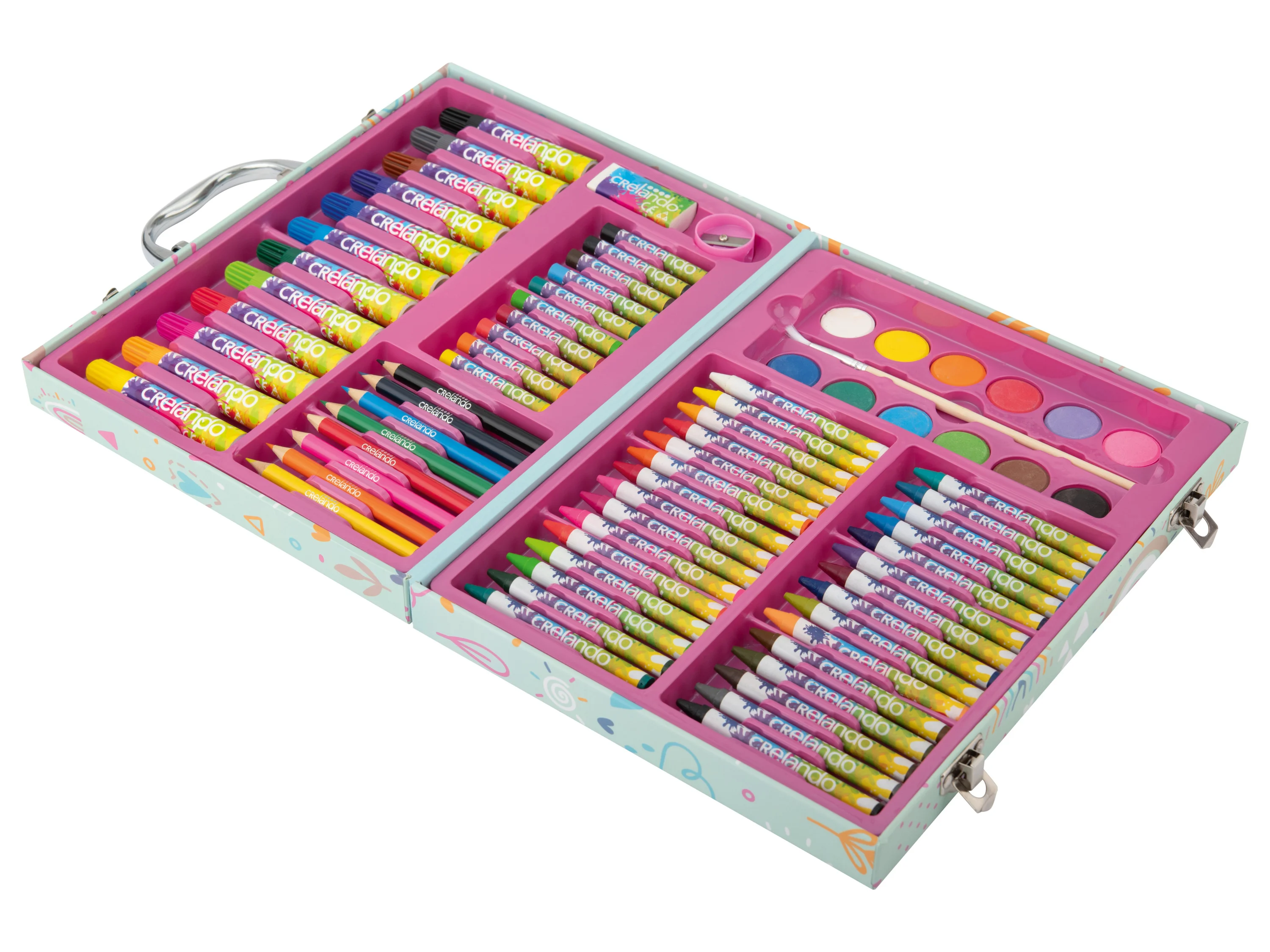 CRELANDO® Kinder-Malkoffer, 76-teilig (Regenbogen) – Bild 3 von 4