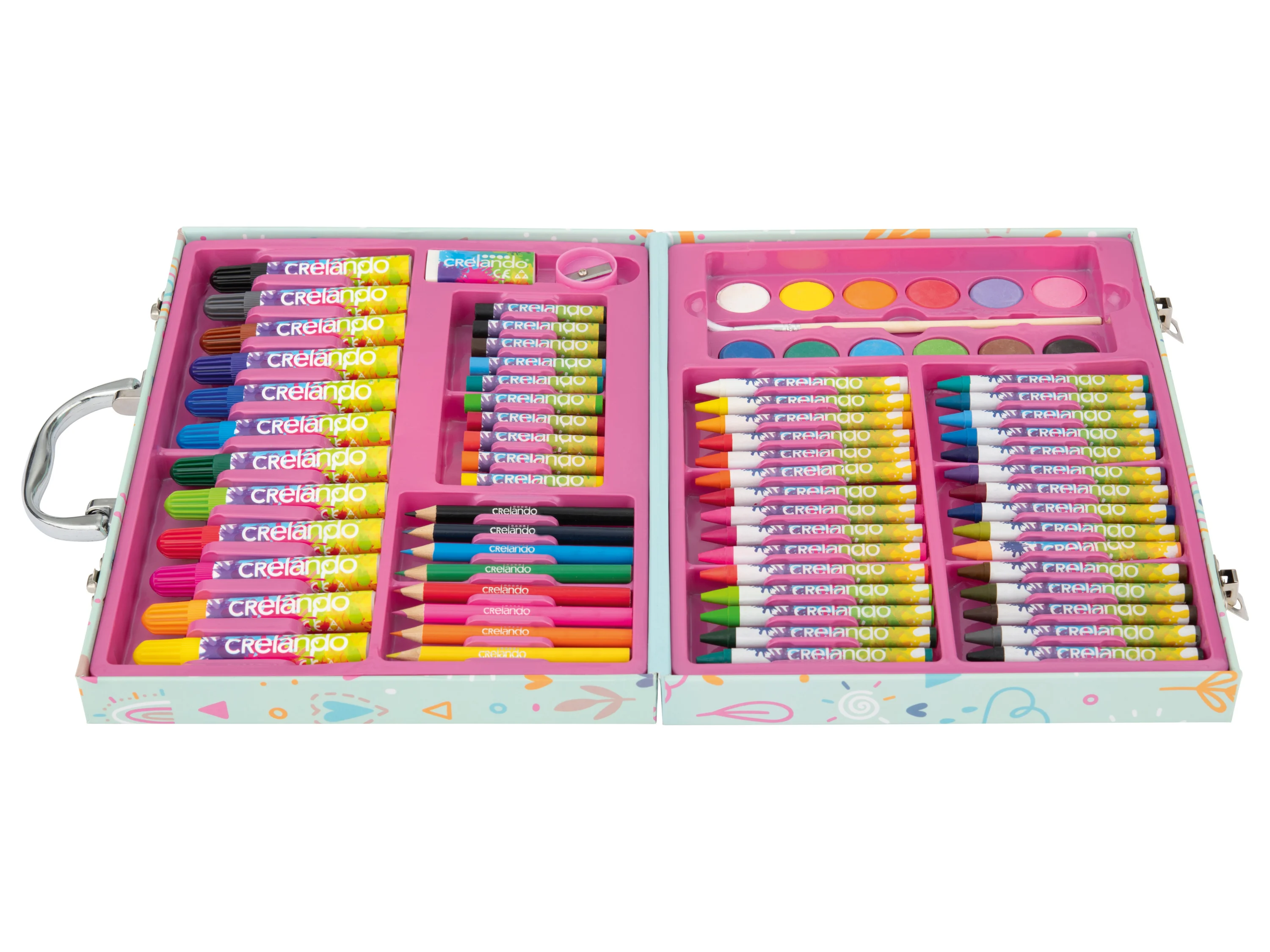 CRELANDO® Kinder-Malkoffer, 76-teilig (Regenbogen) – Bild 4 von 4
