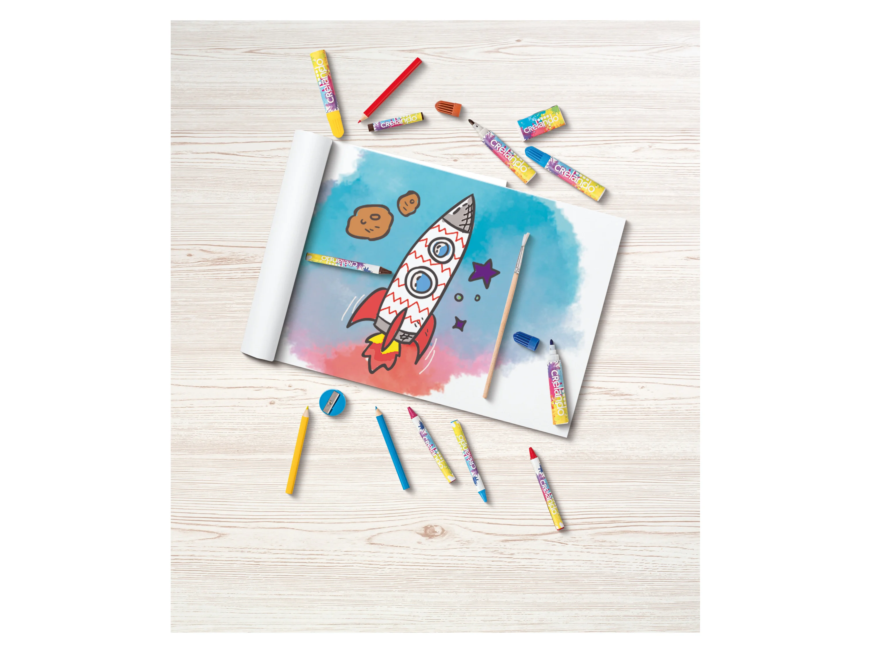 CRELANDO® Kinder-Malkoffer, 76-teilig (Weltraum) – Bild 3 von 4