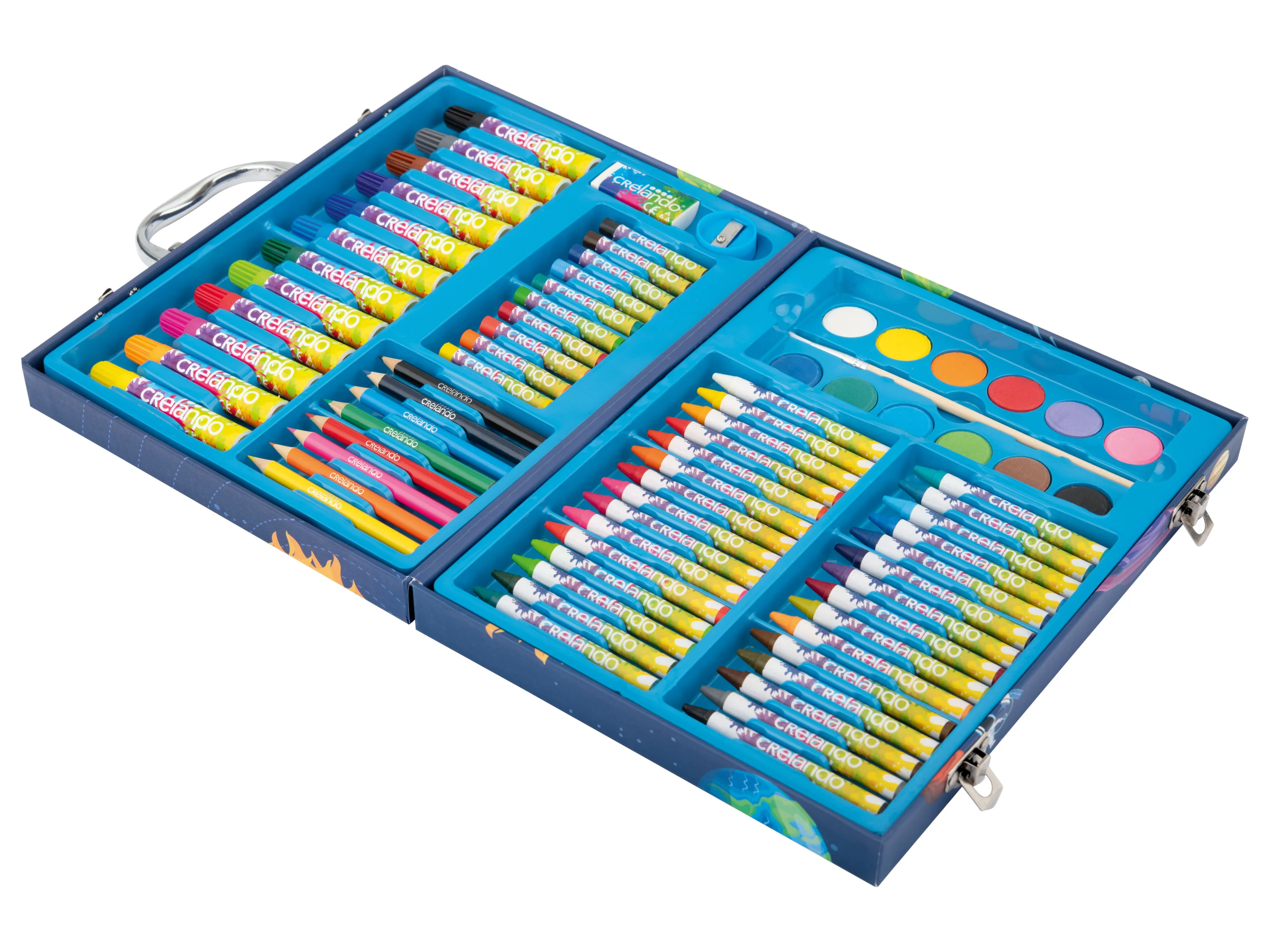 CRELANDO® Kinder-Malkoffer, 76-teilig (Weltraum) – Bild 4 von 4