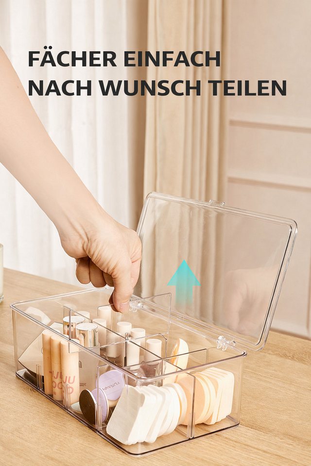 Creliv Allzweckkiste Organizer mit Fächern – Stapelbare Aufbewahrungsbox Transparent (2 St., 1-tlg., 2-tlg) – Bild 4 von 5