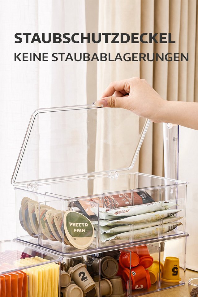 Creliv Allzweckkiste Organizer mit Fächern – Stapelbare Aufbewahrungsbox Transparent (2 St., 1-tlg., 2-tlg) – Bild 5 von 5