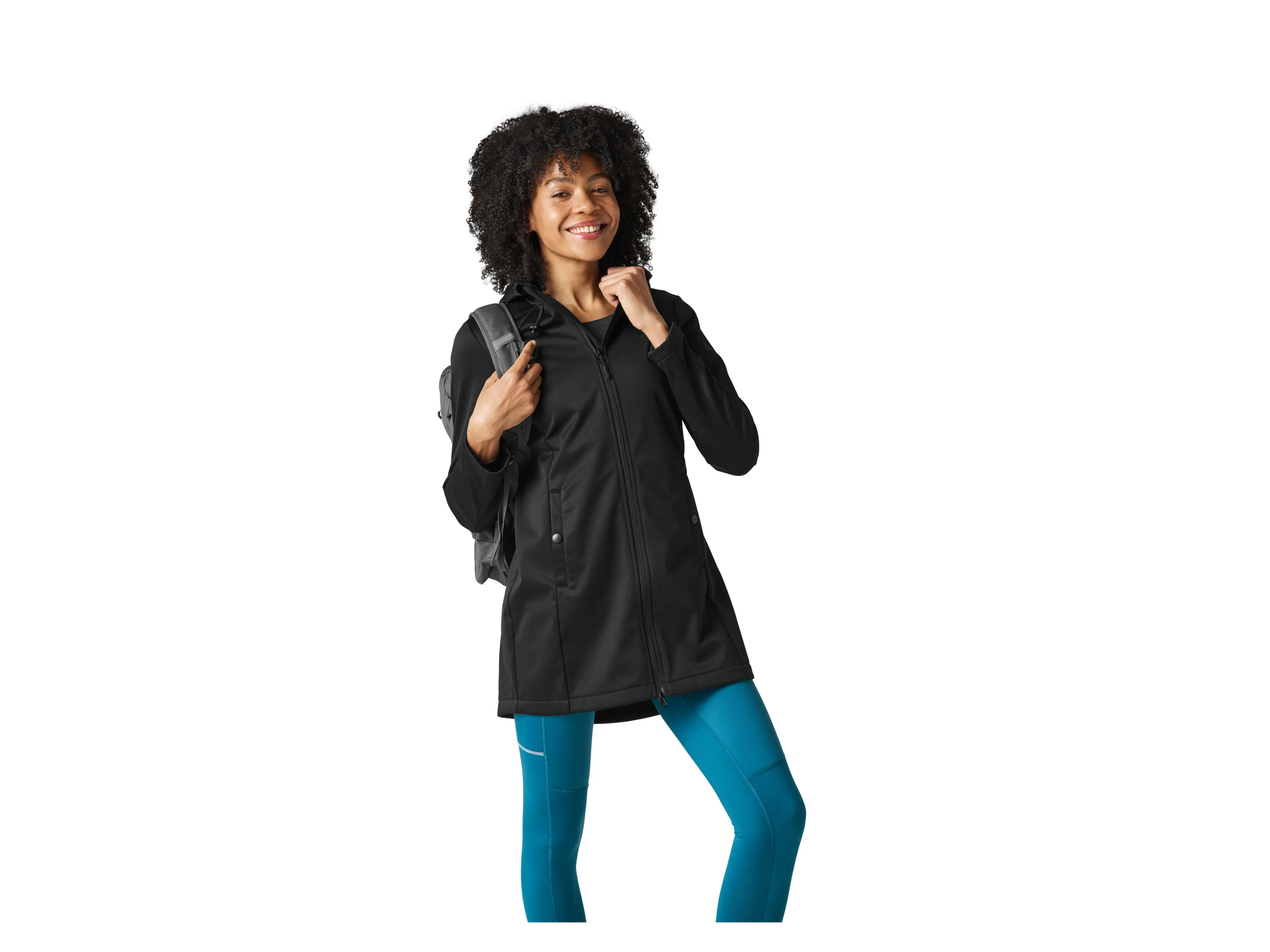 CRIVIT Damen Mantel Softshell Outdoor (Schwarz, S(36/38)) – Bild 2 von 4