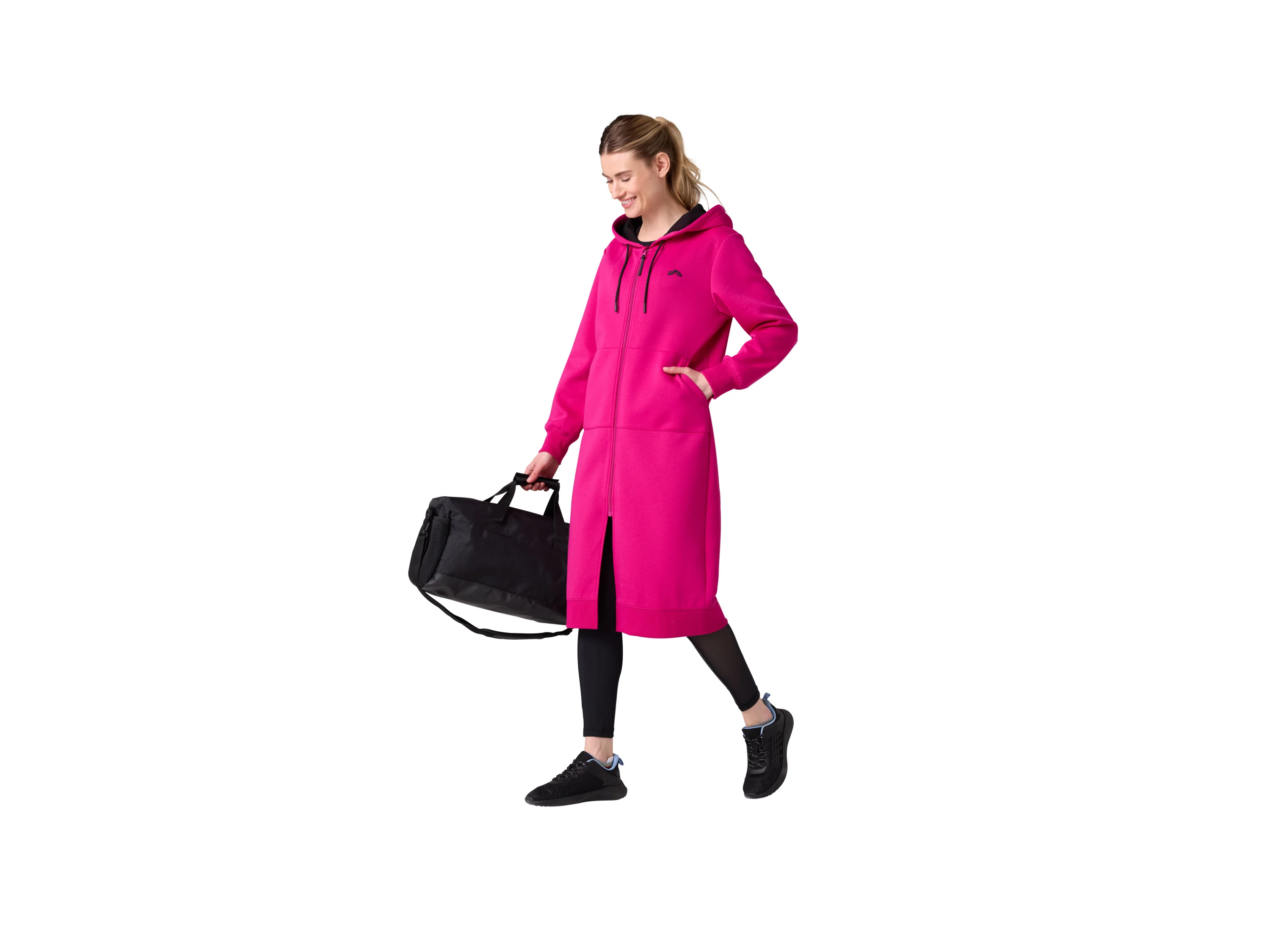 CRIVIT Damen Sweatjacke Double Knit lang (Pink, XS(32/34)) – Bild 2 von 3