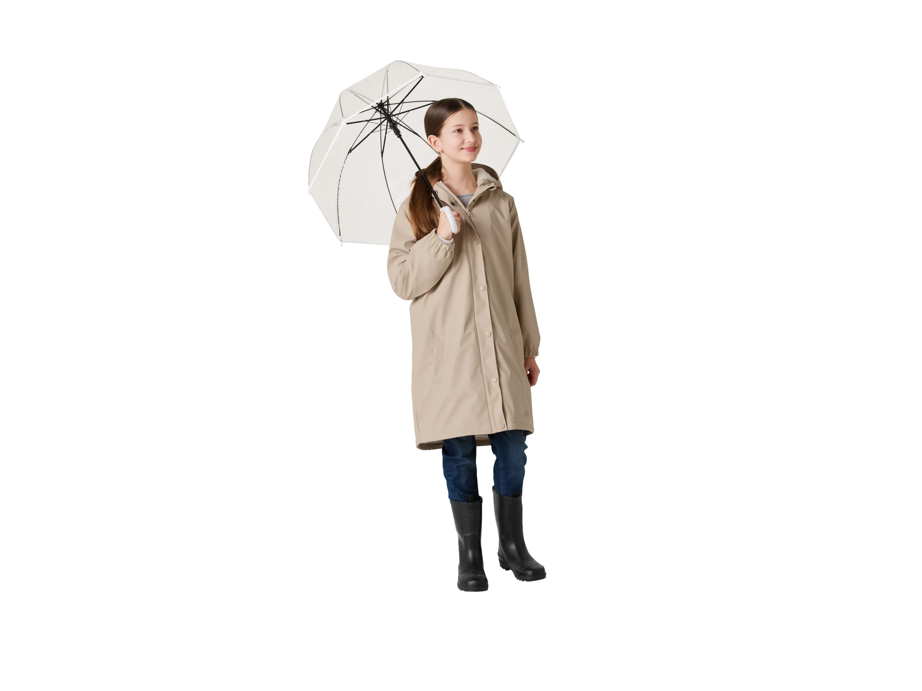 CRIVIT Kinder Thermo-Regenjacke, mit Teddyfutter (Beige, 122/128) – Bild 2 von 4