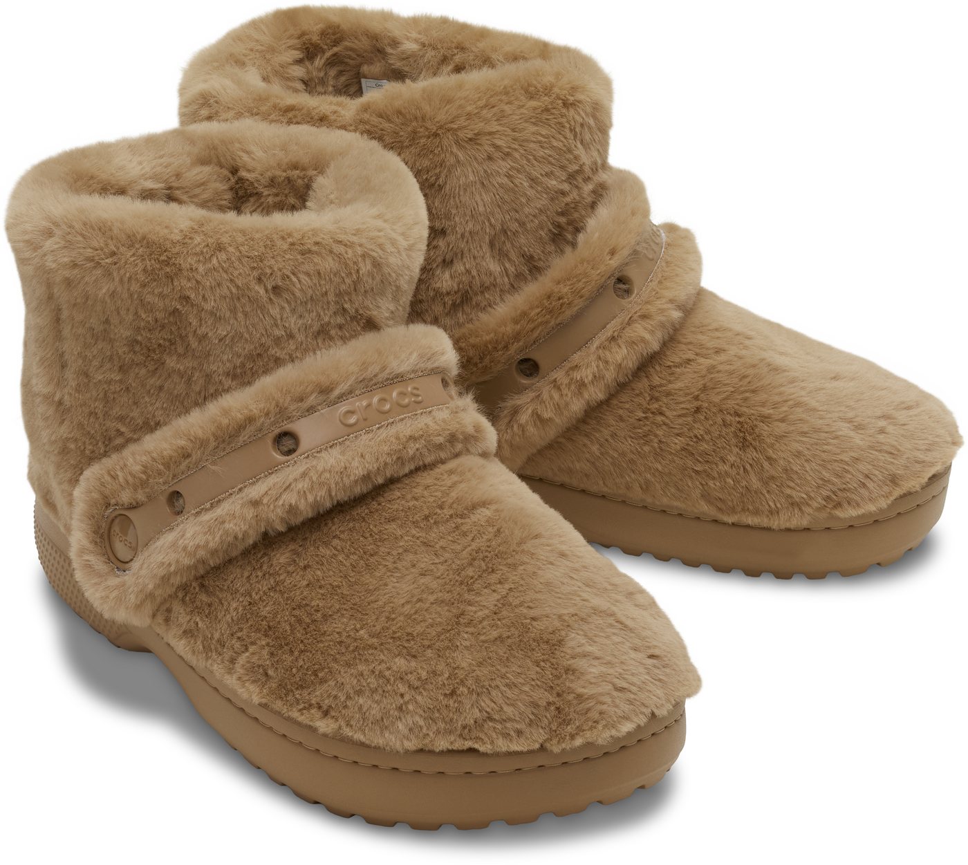 Crocs Unfurgettable Boot Winterboots Schlupfboots, Hausschuh mit Klettriemchen, Warmfutter – Bild 3 von 4