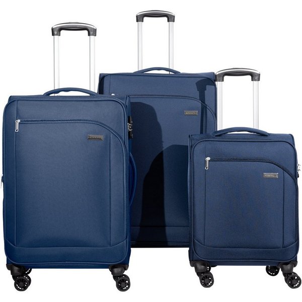 Crosstravel Trolleyset Monterey, 4 Rollen, (3 tlg., Weichgepäck Trolley Set), Volumenerweiterung bei Größe M+L