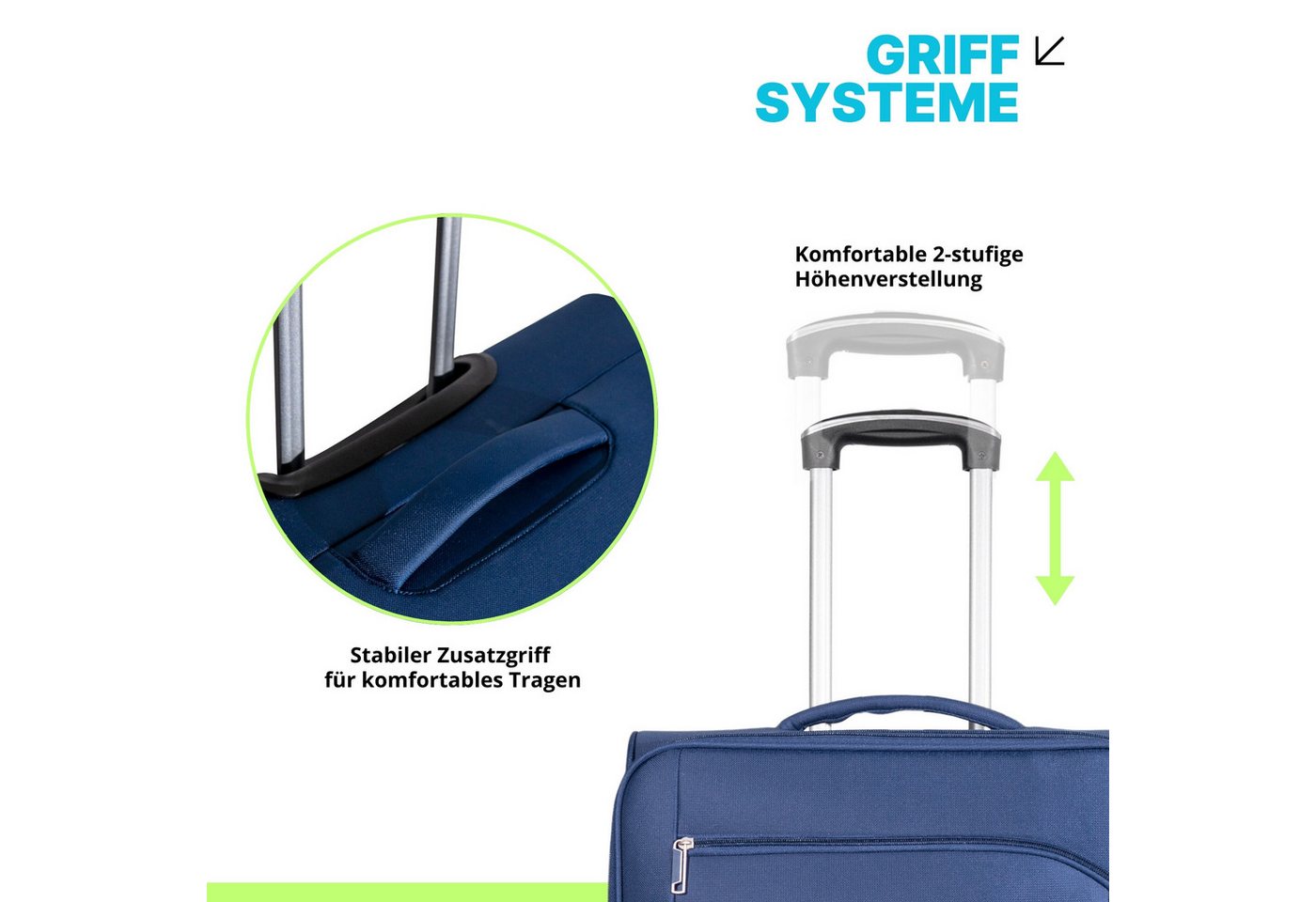 Crosstravel Trolleyset Monterey, 4 Rollen, (3 tlg., Weichgepäck Trolley Set), Volumenerweiterung bei Größe M+L – Bild 3 von 5