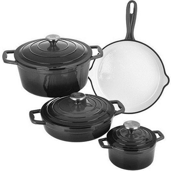 CS Koch-Systeme Topf-Set Xanten, Gusseisen (Set, 7-tlg., je 1 Fleischtopf Ø 15/26 cm, 1 Bratentopf Ø 23 cm, 1 Pfanne Ø 28 cm), Induktion