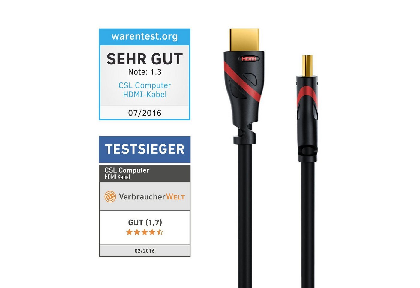 CSL 4K Ultra HD, UHD, Full HD, 3D, ARC, High Speed mit Ethernet - 12,5m HDMI-Kabel, 2.0b, HDMI Typ A (1250 cm), 60 Hz, CEC, ideal für TV, PC, Konsole und Beamer – Bild 3 von 5
