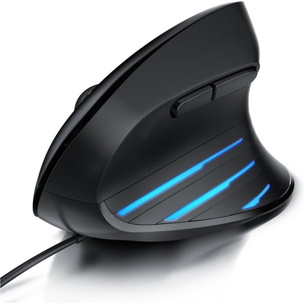 CSL 6400 DPI, 6 Tasten, für Rechtshänder, Vertikalmaus PC & Mac kompatibel ergonomische Maus (kabelgebunden, 6400 dpi, optische vertikale Mouse, Vorbeugung von 