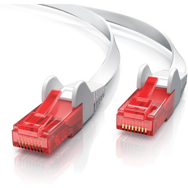 CSL CAT 6 Flachband Netzwerkkabel Gigabit 1000Mbit/s Patchkabel flach 10m LAN-Kabel, CAT.6, RJ-45 (Ethernet) (1000 cm), für Router, Modem, Switch, PC, ideal für