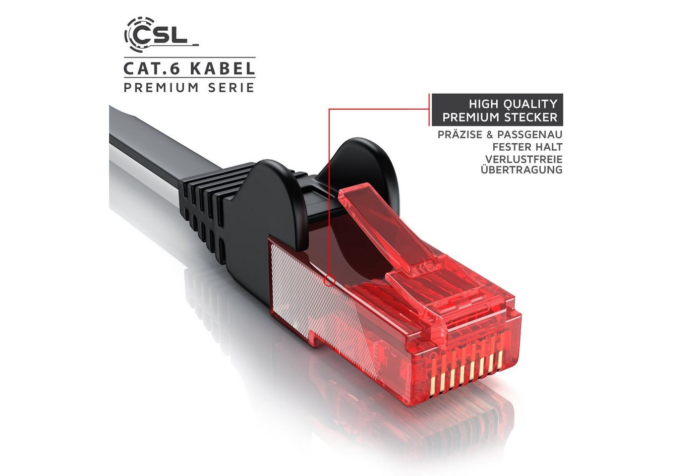 CSL CAT 6 Flachband Netzwerkkabel Gigabit 1000Mbit/s Patchkabel flach 30m LAN-Kabel, CAT.6, RJ-45 (Ethernet) (3000 cm), für Router, Modem, Switch, PC, ideal für – Bild 3 von 5