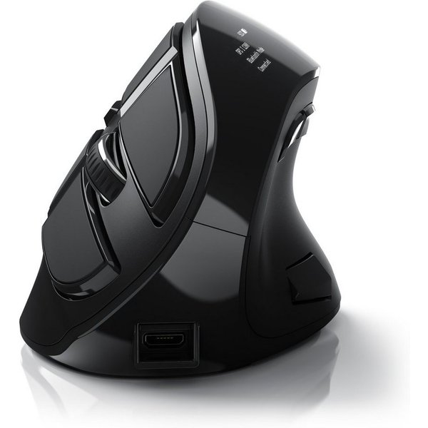 CSL Ergonomische vertikale Maus, kabellos + Bluetooth ergonomische Maus (Bluetooth, Funk, 2400 dpi, Vertikal, optisch, kabellos, 2,4 Ghz, Armschonend, bis 2400 