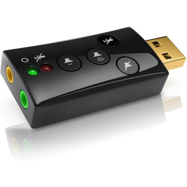 CSL Extern, Virtual Surround, 7.1 Dynamic 3D Stereo Surround Sound USB-Soundkarte 7.1 Surround, Sound Card mit Funktionstasten, Lautstärkeregler für PC, Tablet 