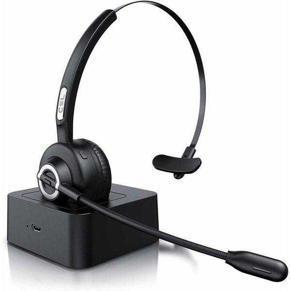 CSL Headset kabellos, inklusive Ladestation und Rauschunterdrückung Wireless-Headset (Rauschunterdrückung, Noise-Cancelling, Freisprechfunktion, True Wireless, 