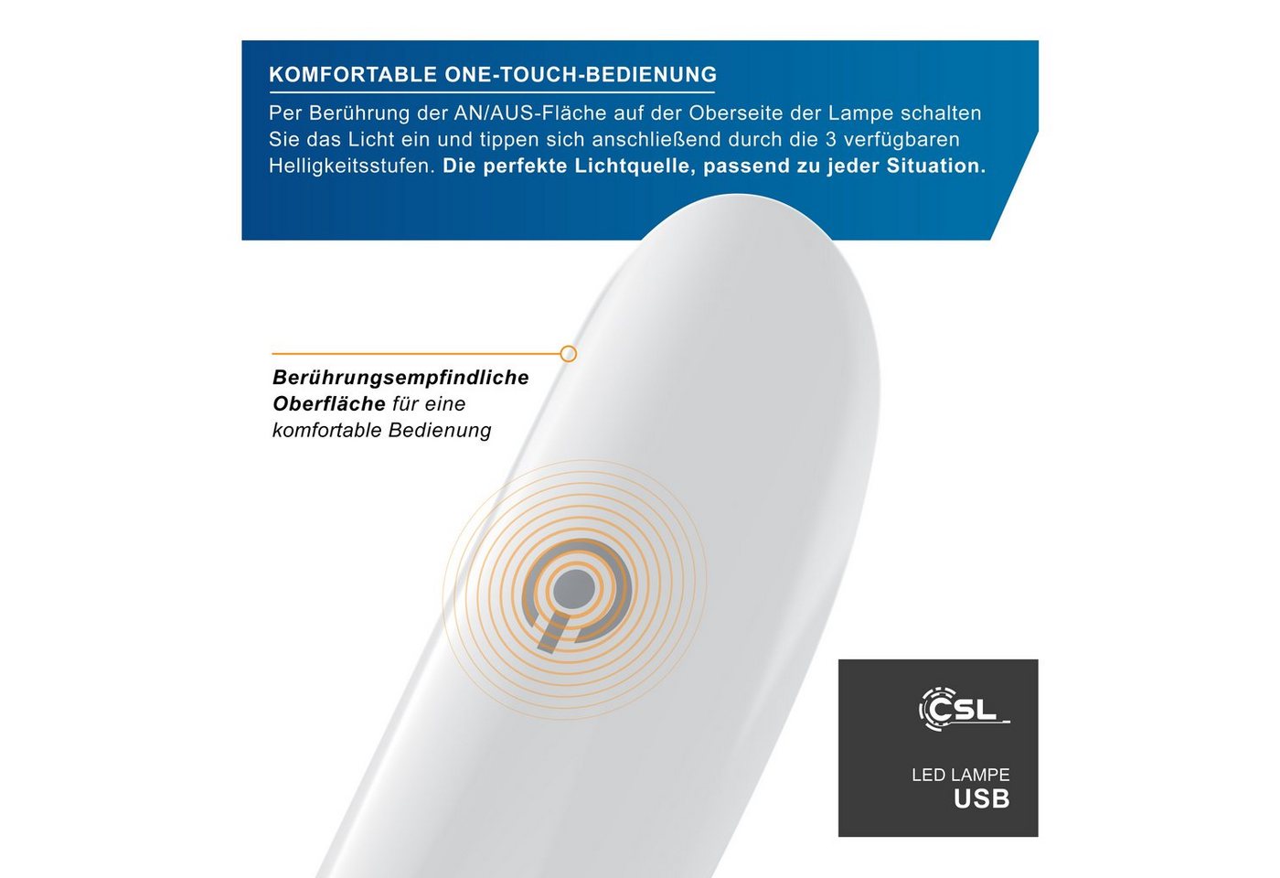 CSL LED Leselampe LED Lampe flexibel mit Schwanenhals Leselampe mit USB Anschluss, LED fest verbaut, flexibles Licht zum Lesen, für Bett, Sofa und Schreibtisch – Bild 4 von 5