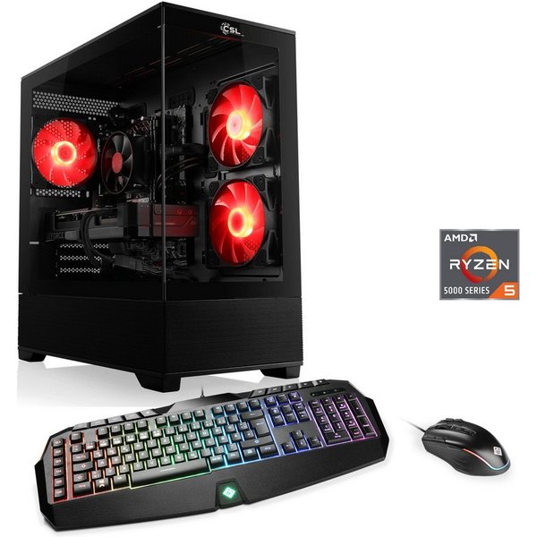 CSL Levitas V29211 Gaming-PC (AMD Ryzen 5 5500, GeForce RTX 5060, 32 GB RAM, 1000 GB SSD, Luftkühlung)