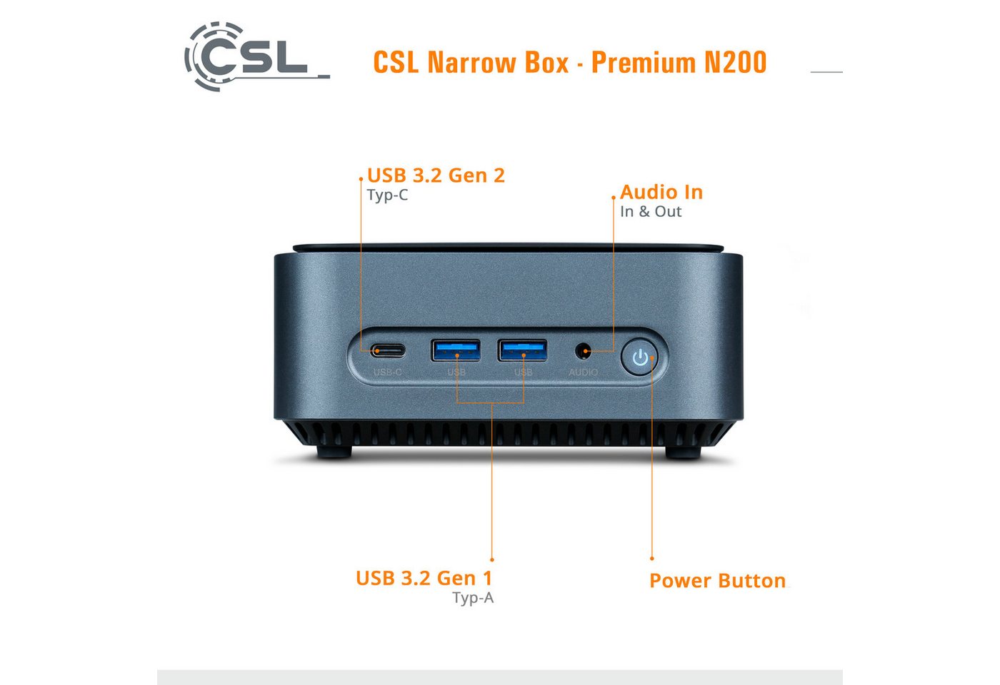 CSL Narrow Box Premium Mini-PC (Intel N200 N200, UHD Graphics, 16 GB RAM, 500 GB SSD, Luftkühlung) – Bild 2 von 5