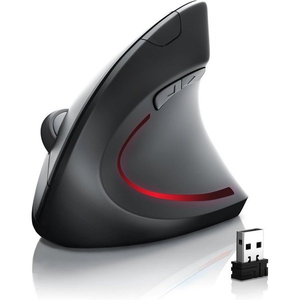 CSL optische vertikale Funk Mouse, Wireless, kabellos, 5 Tasten ergonomische Maus (Funk, 1600 dpi, ergonomisch, armschonend, Vorbeugung gegen Mausarm / Tennisar