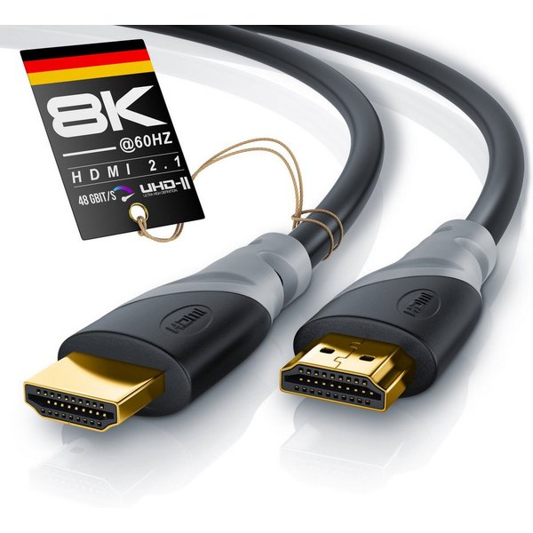 CSL Ultra High Speed HDMI 2.1 Kabel, 16K, 48 Gbit/s, eARC, VRR - 1m HDMI-Kabel, 2.1, HDMI Typ A (100 cm), 8K @ 60 Hz, 4K @ 120 Hz, HDR10+, abwärtskompatibel zu 